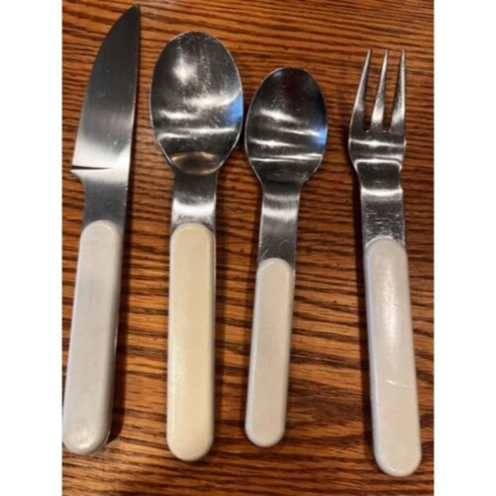 Dansk Summer House White Stainless 4 Pc set Place Setting vintage Japan